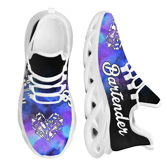 Custom Fashion Women Sneakers Mesh Casual Shoes Bartender Design Breathable Lace-up Walking Sneakers 35-48 Support Dropship