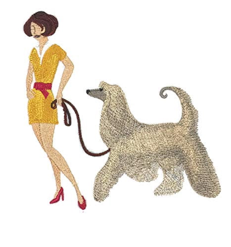 Amazing Custom Dog [Fashionista and Afghan Hound ] Embroidered Iron On/Sew Patch (7" x 6")[Made in USA]