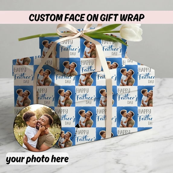 Custom Father’s Day Photo Wrapping Paper Personalized Dad Gift, Wrapping Paper Gift Wrap, 30x36 Inch