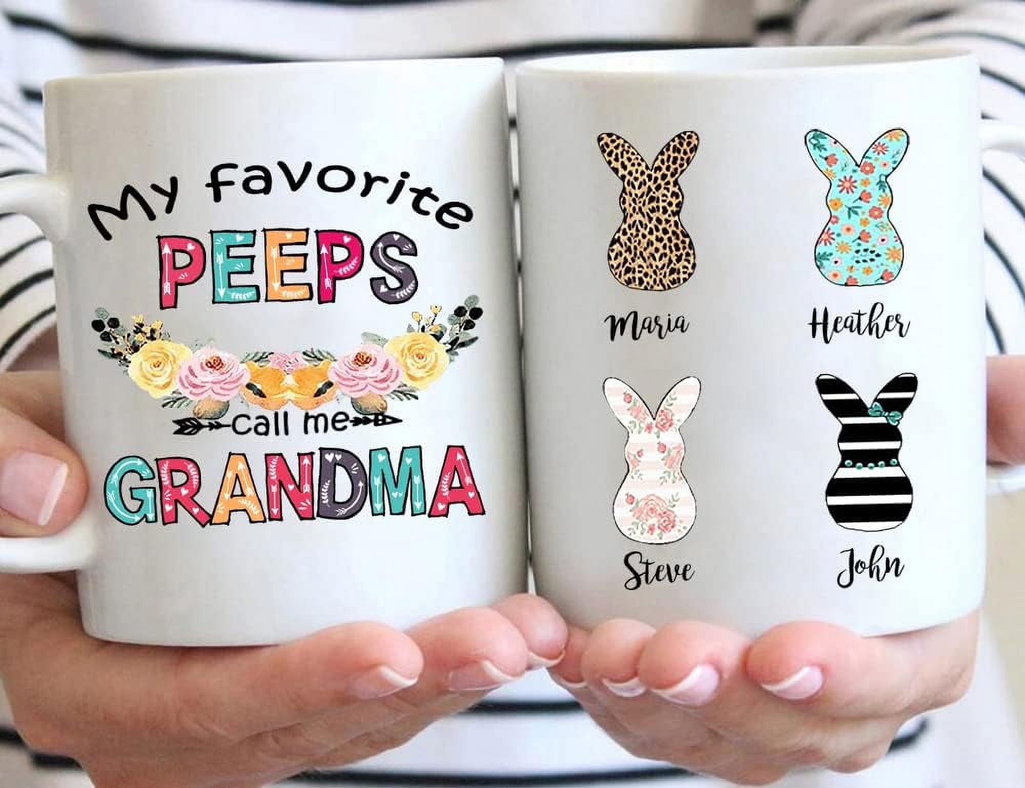Personalized Bunny 'Grandma's Favorite Peeps' Mug - Funny Easter Or Birthday Gift For Nana, Mimi, Gigi (11oz Or 15oz)