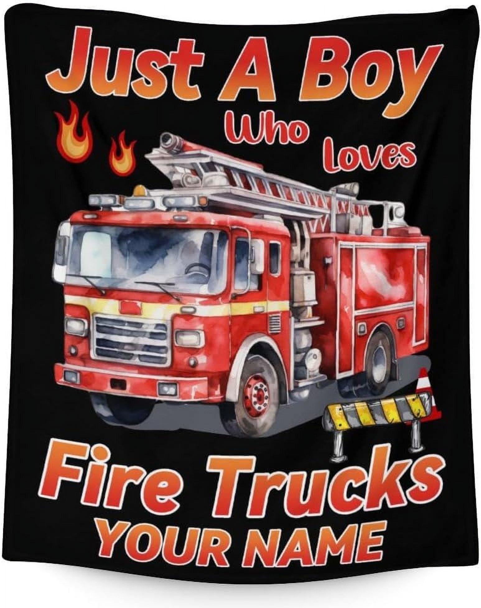 Custom Fire Truck Throw Blanket with Name - 40x30 Inches Small Blanket ...