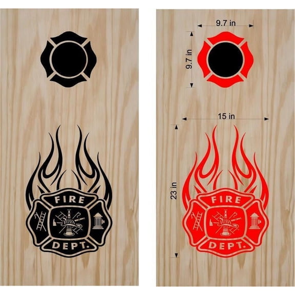 Custom Firefighter Flames Cornhole Board Decals - Fire Dept Game Stickers