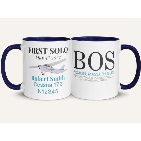 Custom First Solo Flight Mug Private Pilot License Gift, General Aviation Coffee Cup, Personalized Student/New Pilot Mug