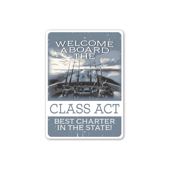 Custom Fishing Boat Name Aluminum Metal Decor Sign - 4x18 inches
