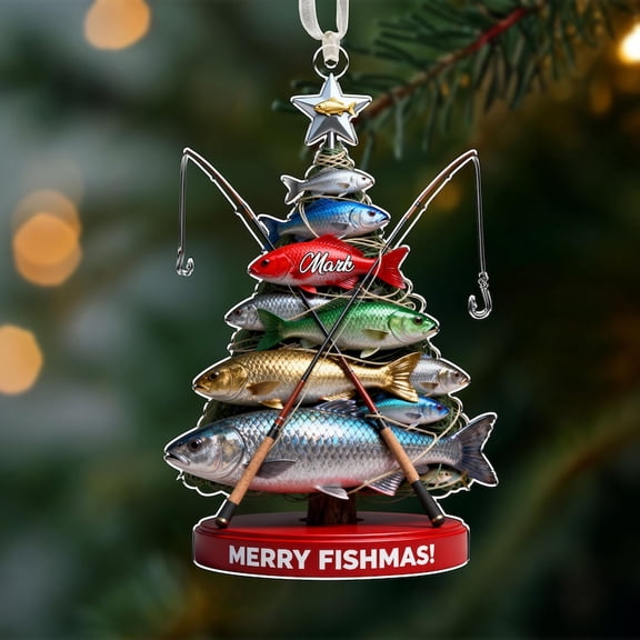 Custom Fishing Christmas Ornament Merry Fishmas Christmas Ornament Christmas Gift For Fisher Xmas Gift For Fishing Lover Dad Grandpa Gift