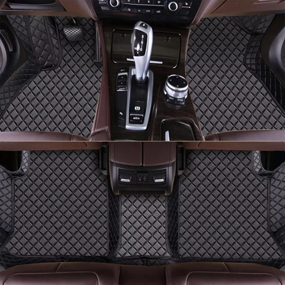 Custom Fit 2005-2014 Ford Mustang Car Floor Mats All Surround Waterproof PU Leather Front Rear Auto Floor Carpet Liners Set All Weather Protection Durable Odorless Black