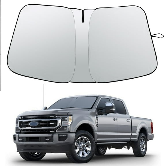 Custom Fit 2017-2024 Ford F-250 F-350 Front Windshield Sun Shade Foldable Cover