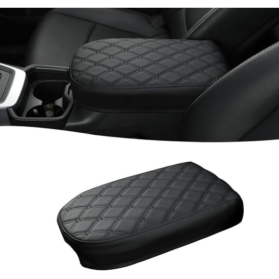 Custom Fit Car Center Console Armrest Cover for Toyota RAV4 2019 2020 2021 2022 2023 2024 2025,Waterproof Faux Leather Middle - Full Protection Black