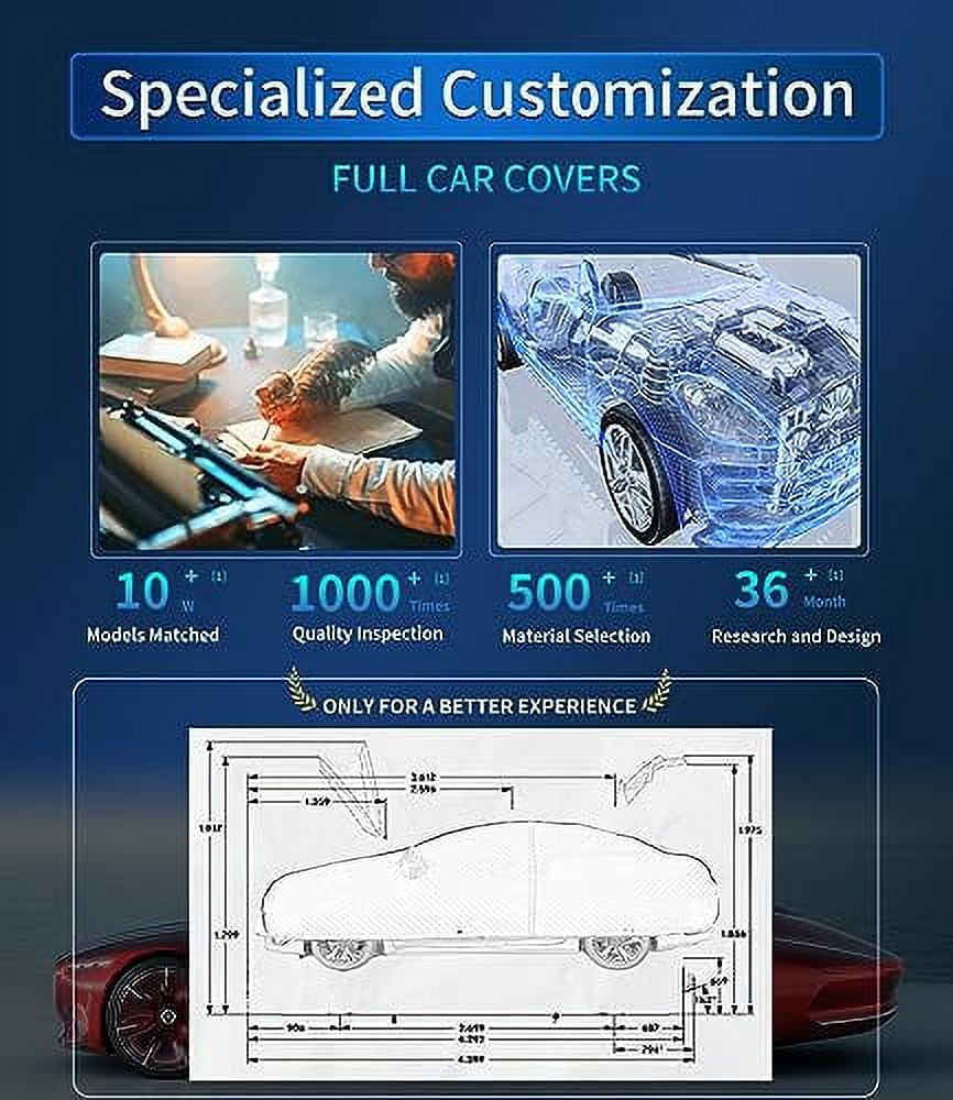 CustomFit for Car Cover, 7 Layers Car Cover Waterproof All Weather for