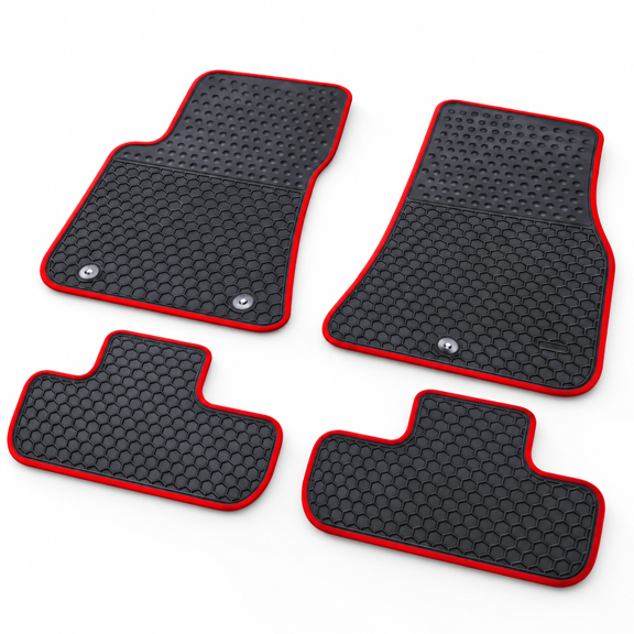 Custom Fit Car Floor Mats for Challenger RWD 2015-2023, Red Edge, Heavy Duty All Weather Rubber Liner