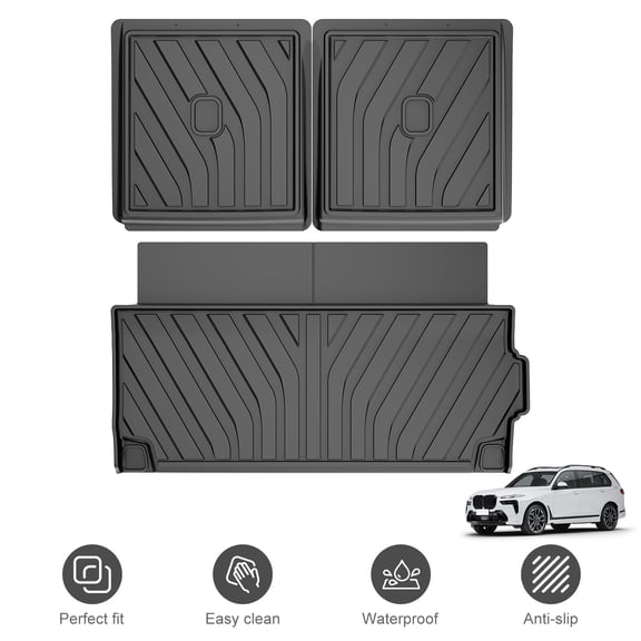 Custom Fit Cargo Liner & Third Row Seat Back Mats for BMW X7 2019-2026 All Weather Anti-Skid TPE (Not for 2021-2022 X7 50i / 2025 X7 40i)
