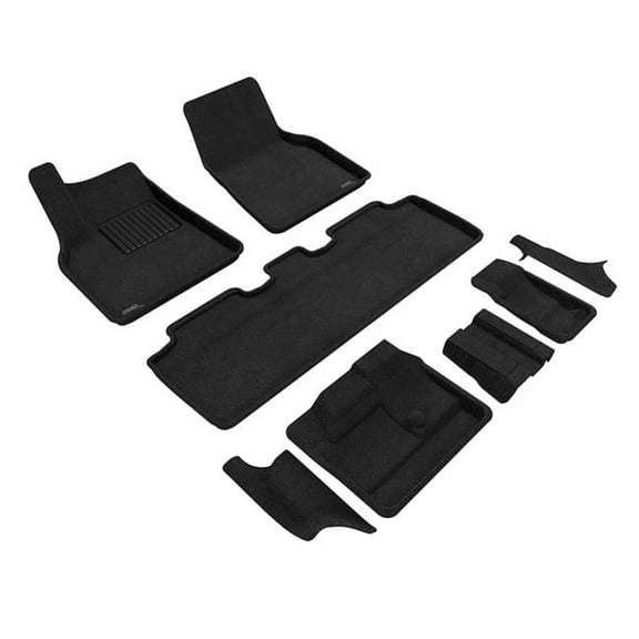Custom Fit Elegant Floor Mat Compatible for 2021-2023 Tesla Model Y, Black - Full Set