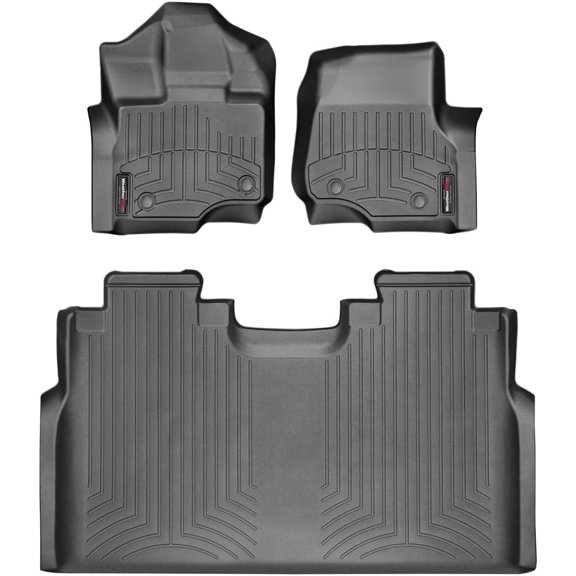 Custom Fit FloorLiners for Ford F-150 Lightning, F-150, F-150 Raptor - 1st & 2nd Row (44697-1-2), Black