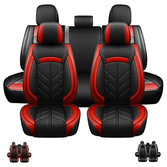 Custom Fit For Toyota Tacoma 2005-2023 Car Seat Covers Waterproof PU Leather Front&Rear Seat Protector,Black&Red