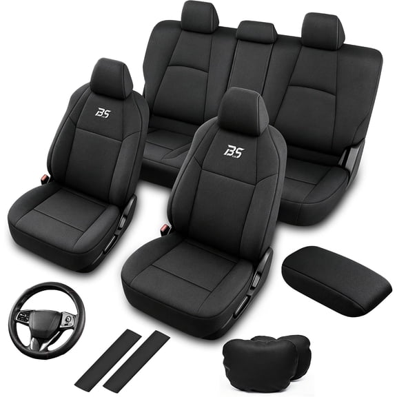 Custom Fit Neoprene Seat Covers for Toyota Corolla Cross 2022-2026 Gas Only, 5-Piece Full Set, Includes Neck Pillows, Armrest Cover, Steering Wheel Cover & Seat Belt Covers
