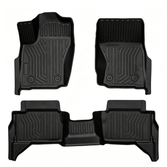 Custom Fit TPE Floor Mats for Toyota Tacoma 2024-2026 Double Cab Auto Tran (Not fit Hybrid) - Heavy Duty All Weather Liners for Front & Rear Row
