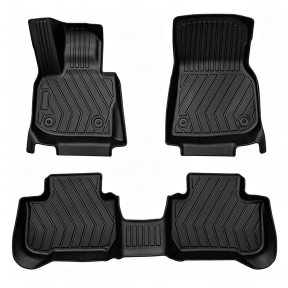 Custom Fit TPE Floor Mats for BMW X3 2018-2024 & X4 2019-2025 (Only for car Without Spare tire) - Waterproof Non Slip Heavy Duty All Weather Liners Front & Rear - Black