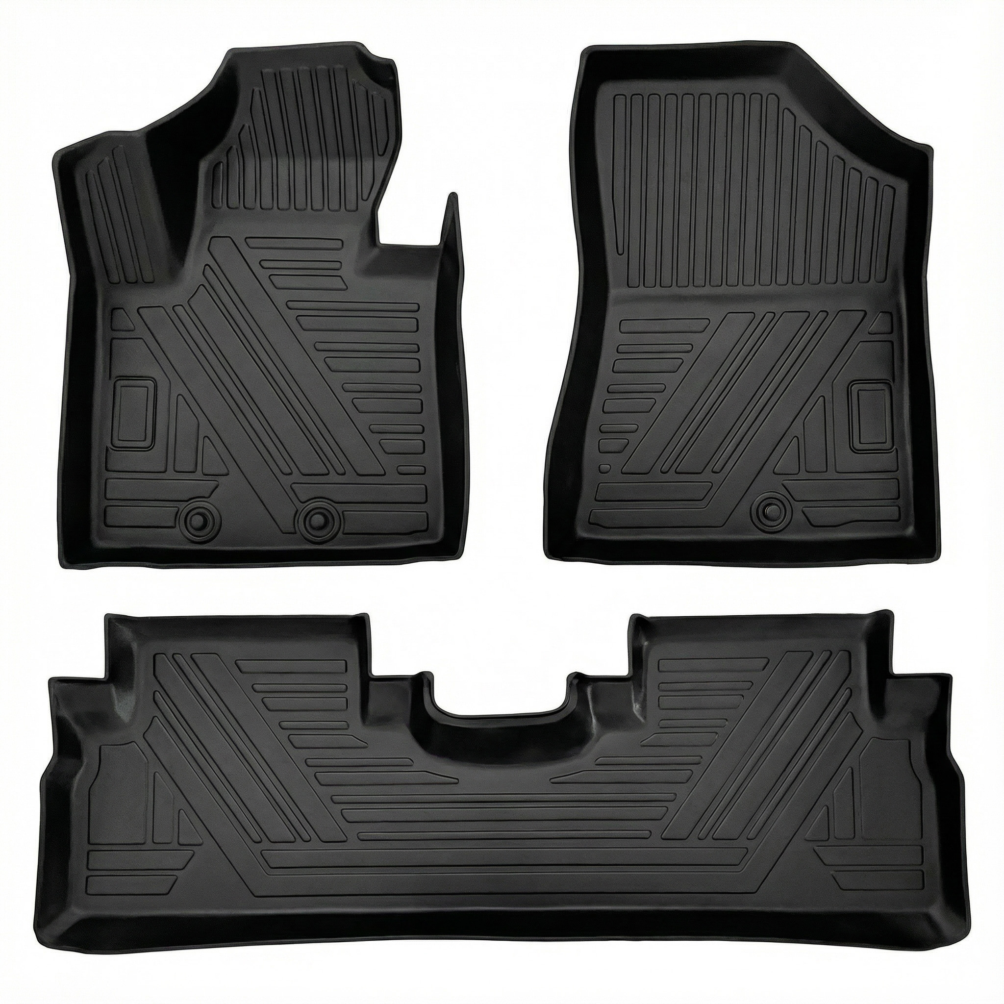 Alfombras de piso de TPE de ajuste personalizado para Kia Sorento 2016-2020 (solo 5 asientos) - Impermeables, antideslizantes, resistentes, para todo clima, delanteras y traseras - Negro