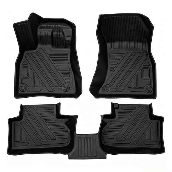Custom Fit TPE Floor Mats for Audi Q5 and SQ5 2018-2025 - Waterproof Non Slip Heavy Duty All Weather Liners Front & Rear - Black