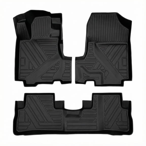 Custom Fit TPE Floor Mats for Honda CRV CR-V 2007 2008 2009 2010 2011 - Waterproof Non Slip Heavy Duty All Weather Liners Front & Rear - Black