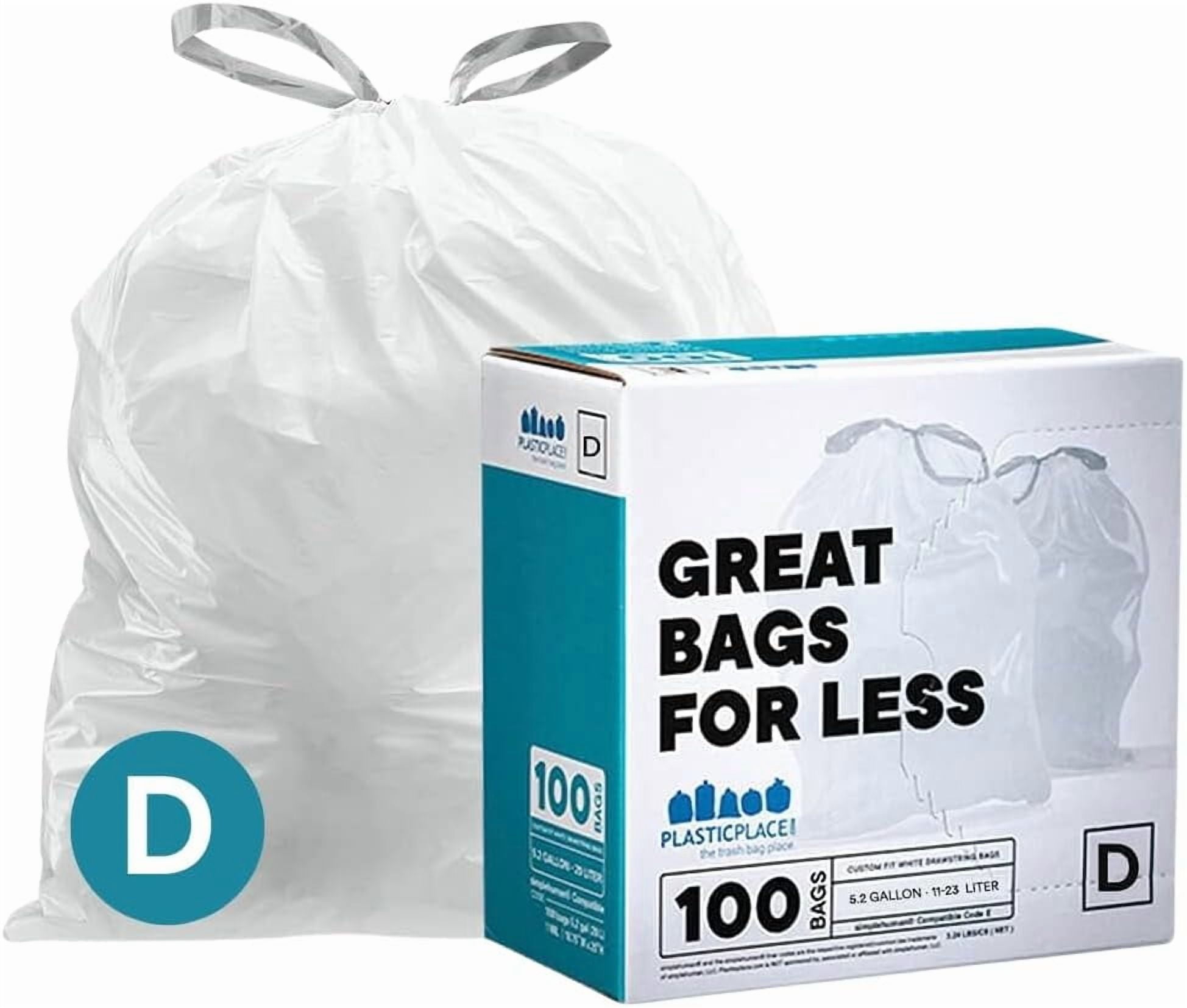 Custom Fit Trash Bags, Compatible with Code D White Drawstring Garbage ...