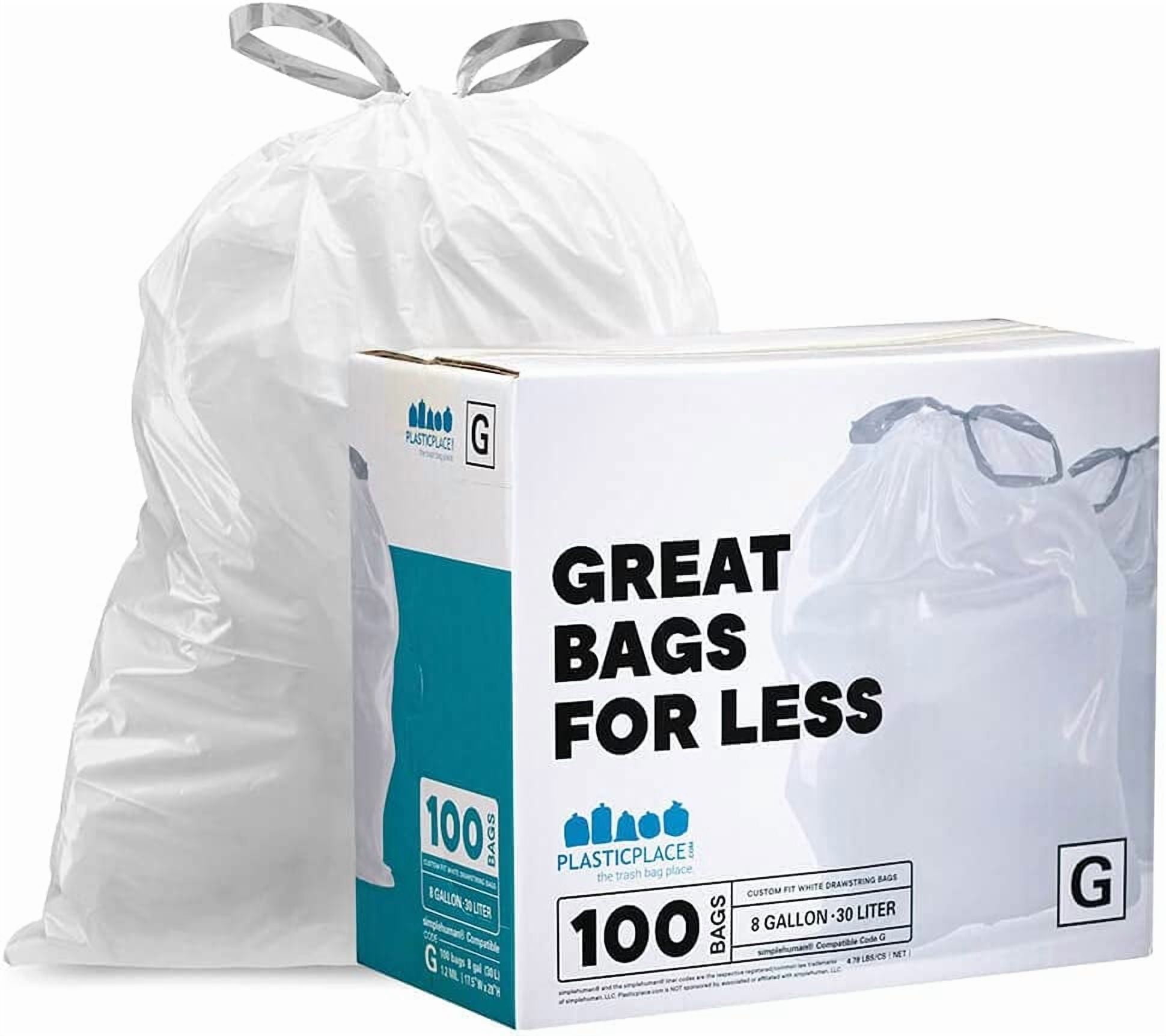 Custom Fit Trash Bags, Compatible with Code G (100 Count) White ...