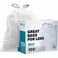 thumbnail image 1 of Custom Fit Trash Bags, Compatible with Code G (100 Count) White Drawstring Garbage Liners 8 Gallon / 30 Liters, 17.5" x 28", 1 of 4