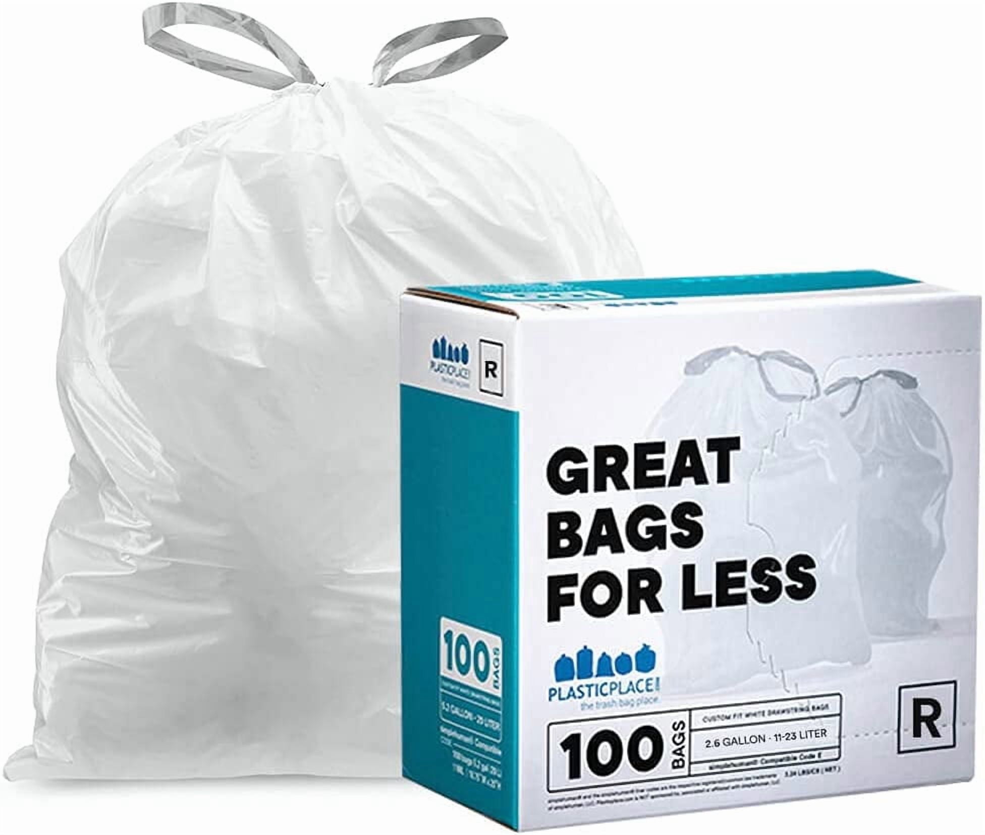 Custom Fit Trash Bags, Compatible with Code R (100 Count) White ...