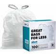 thumbnail image 1 of Custom Fit Trash Bags, Compatible with Code R (100 Count) White Drawstring Garbage Liners 2.6 Gallon/ 10 Liter 16.5" x 18", 1 of 4