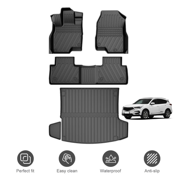 Custom Fit All Weather TPE Floor Mats & Cargo Liner Set for 2019-2026 Acura RDX, Thicker Heavy Duty Front & Rear Row Full Set Car Floor Liners and Trunk Mat Automotive Accessories