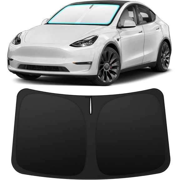 Custom Fit Windshield Sun Shade Accessories for Tesla Model Y Model 3 2016-2026, Foldable Front Window Sunshade, UV & Heat Reflector, Keeps Interior Cool, Includes Storage Bag