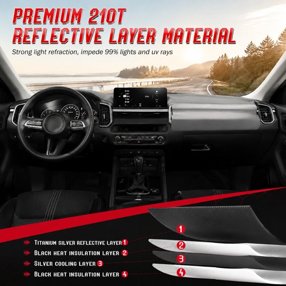 Custom Fit Windshield Sun Shade for 2007-2017 Compact SUV, Foldable, Easy Install, Full Coverage, UV Protection, 210T Reflective Fabric