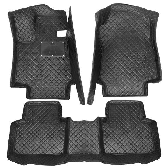 Custom Fit for 2019-2023 Toyota RAV4 Hybrid Only Car Floor Mats, Luxury PU Leather Full Set Floor Liners 3D Modeled All Weather Protection Black