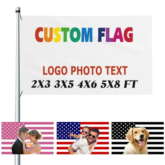 Custom Flag 3x5 FT Design Your Own Logo/Image/Text Double Sided Customize Banner Personalized Business Activities Decoration Outdoor Advertising Flags, Pure white