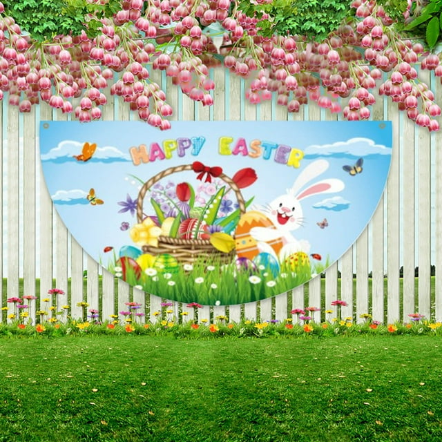 Custom Flag Easter Garden Skirt Flag Cute Cartoon Egg Bunny Butterfly ...