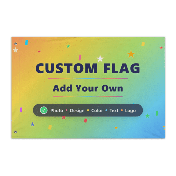 Custom Flag with Your Own Photo/Design/Text/Logo, Single-Sided Print, 2X3 FT, Personalized Polyester Outdoor Flags for Wall College Dorm Yard Garden Party Decoration