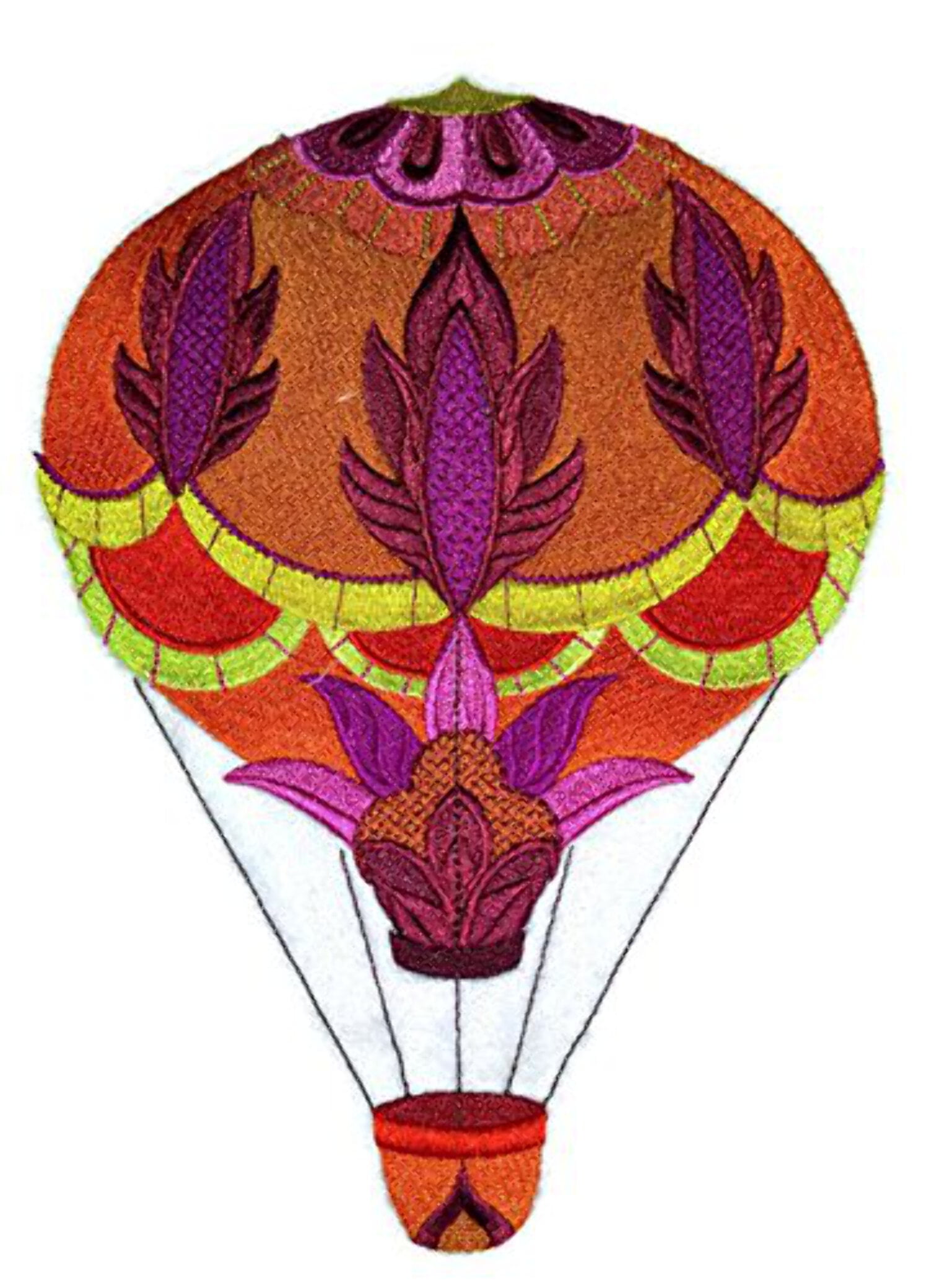 Custom Flaming Bright Jacobean Balloon Embroidered Iron On patch [5.89" x 8.29"]