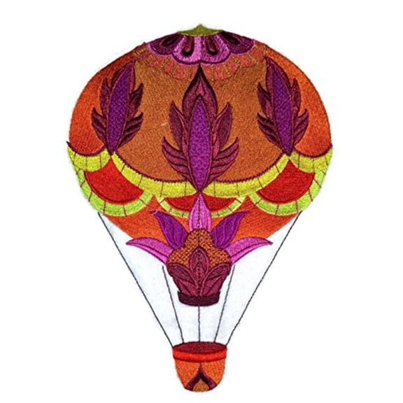 Custom Flaming Bright Jacobean Balloon Embroidered Iron On patch [5.89" x 8.29"]