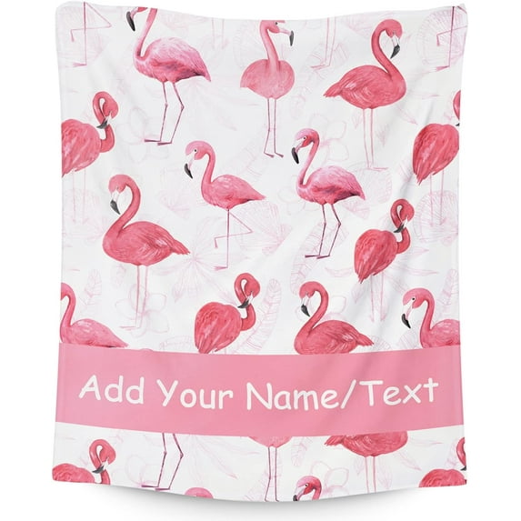 Custom Flamingo Blanket Gifts with Name - 60x50 Inches Cute Throw Blanket for Women & Girls - Pink Soft Plush Blankets for Bed, Couch & Travel, Gifts for Flamingo Lovers