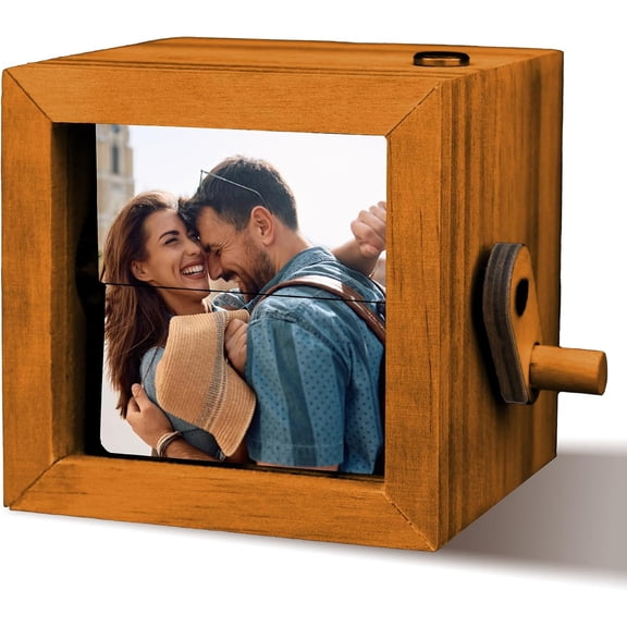 Custom Flip Photo Box, Personalized Photo Flip Book Frame Animation Machine, Custom Hand-crank Flipbook Box Album with Light, Valentines Day Birthday Gifts for Couples