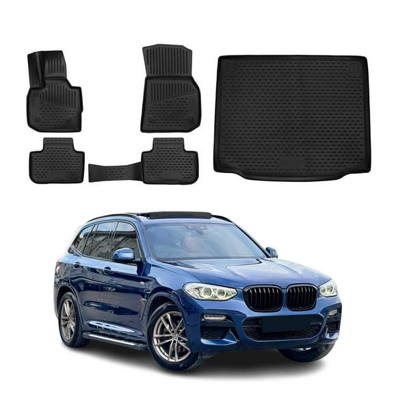 Custom Floor Mats & Cargo Liners for BMW X3 G01 2018-2024 Rubber TPE Black 5Pcs
