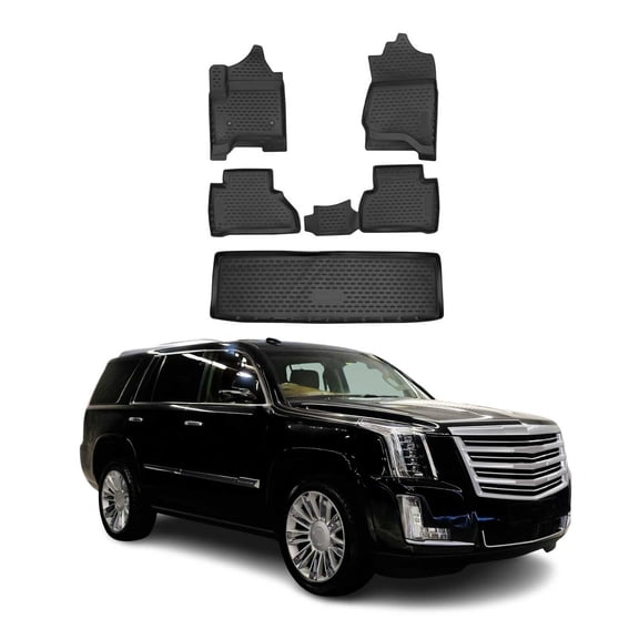 Custom Floor Mats & Cargo Liners for Cadillac Escalade 2015-2020 Black 5 Pcs