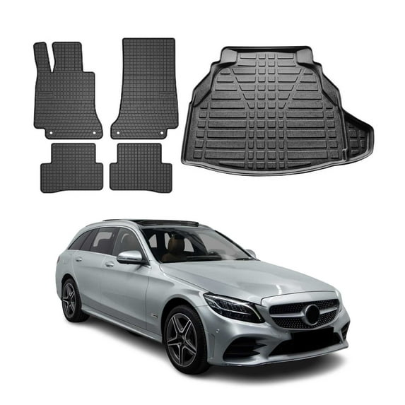 Custom Floor Mats + Trunk Cargo Liner For Mercedes C-Class W205 2015-2023 3D Set