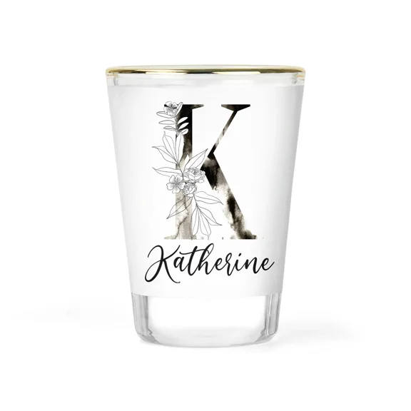 Custom Floral Shot Glass Personalized Gifts Ideas Barware Name Text