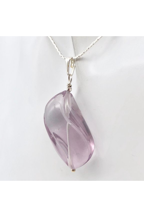 Custom Focal Lavender Fluorite & Sterling Silver Pendant | 2" Long | 510869S