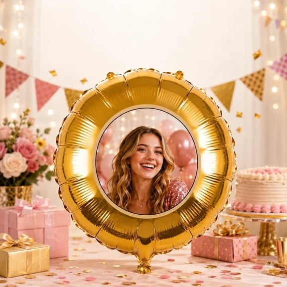 Custom Foil Balloon Set with Self Adhesive Sticker Personalized Photo Text Logo Birthday Party Wedding Decoration Supplies