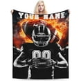 thumbnail image 1 of Custom Football Blanket with Name No. for Women Men, Personalized Cool Football Themed Design Printed Throw Blankets for Teens Adults Couch Bed, Giftable Blanket, 60"x 80", 1 of 6