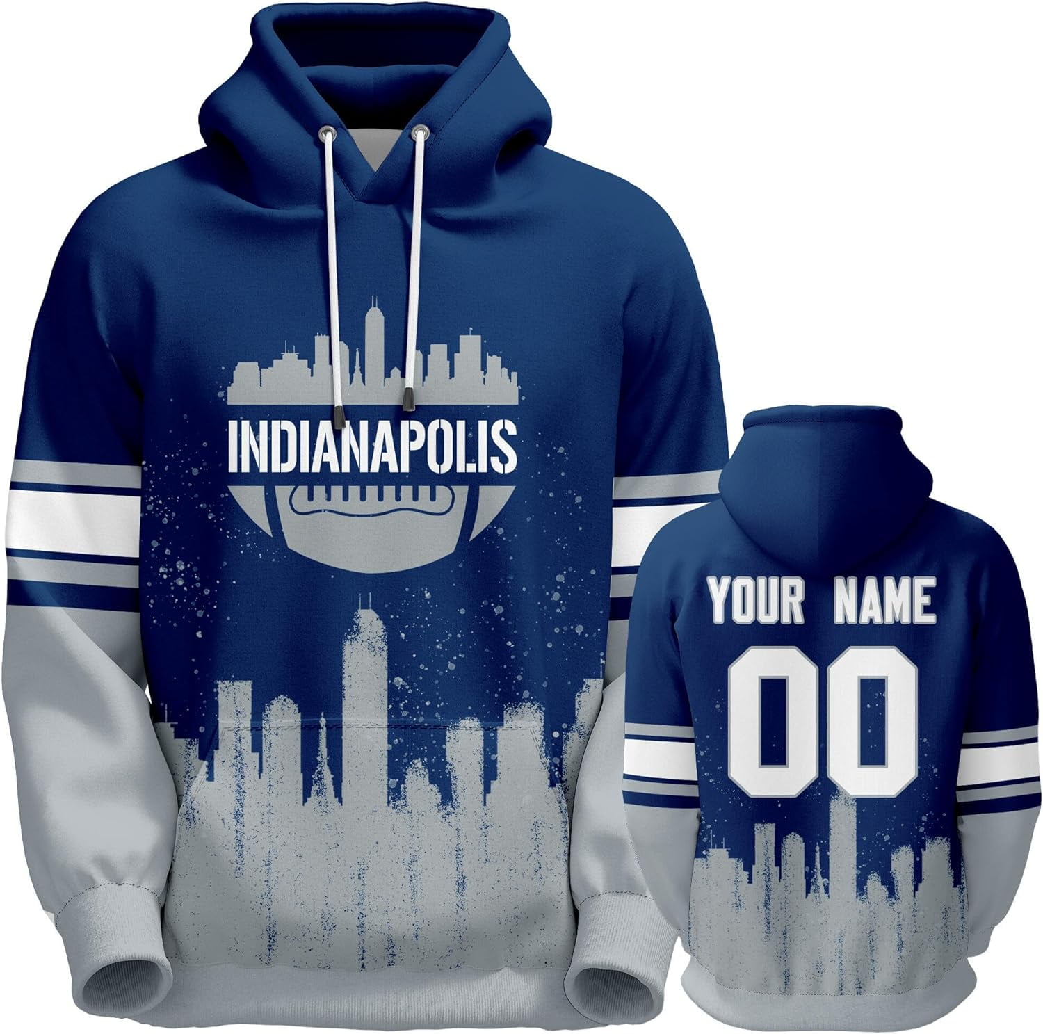 Custom Football Hoodie City Silhouette Skyline Fans Sweatshirt Personalized  Name Number for Men Women Youth - Walmart.com, image size:1500x1487