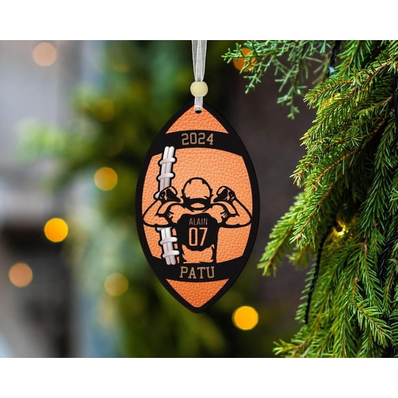 Custom Football Player Ornament, Custom Name & Number Football Player, Football Lover Gift, Football Fan Keepsake, Christmas Ornament
