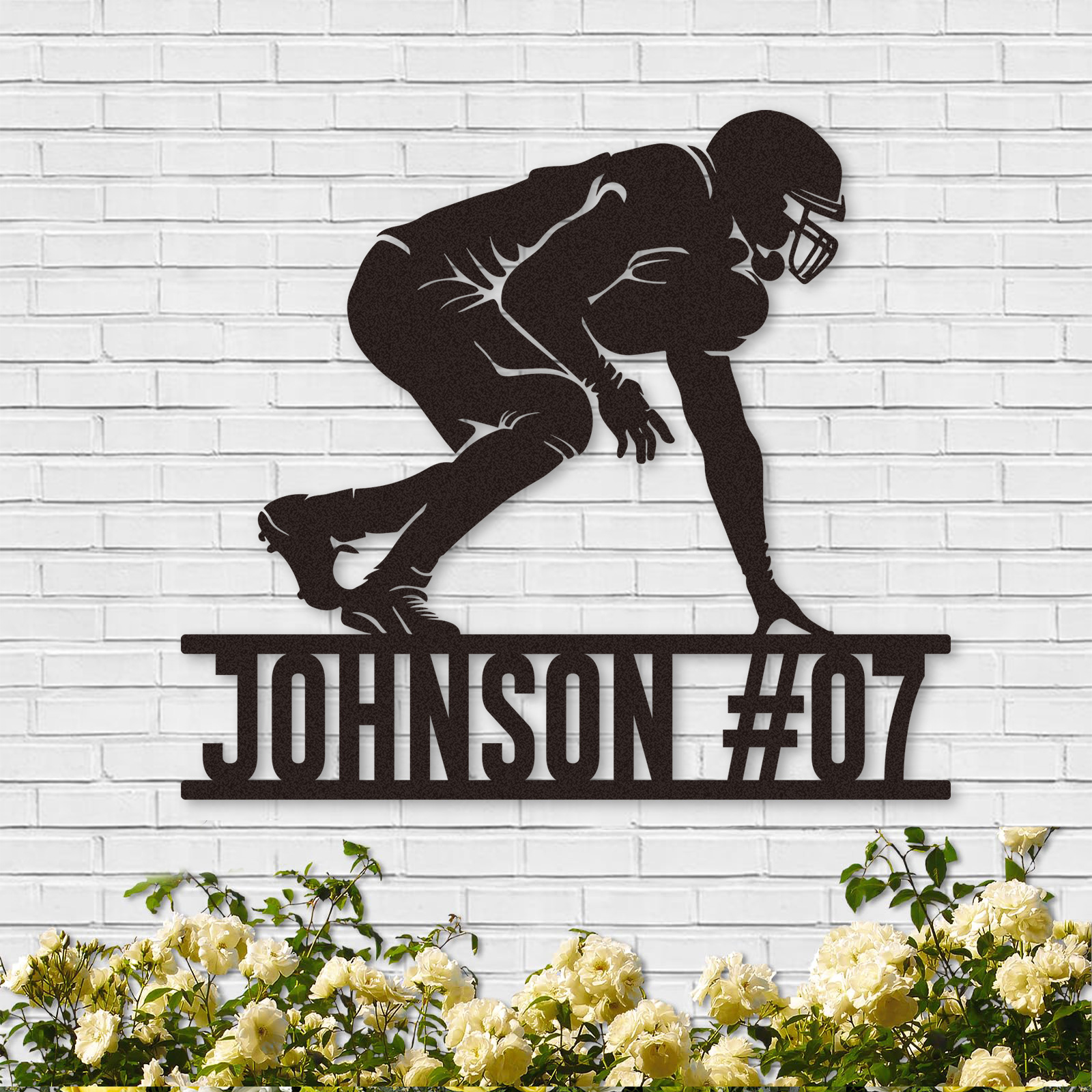 Custom Football Sign Metal Wall Art, American Football Player Hanging ...